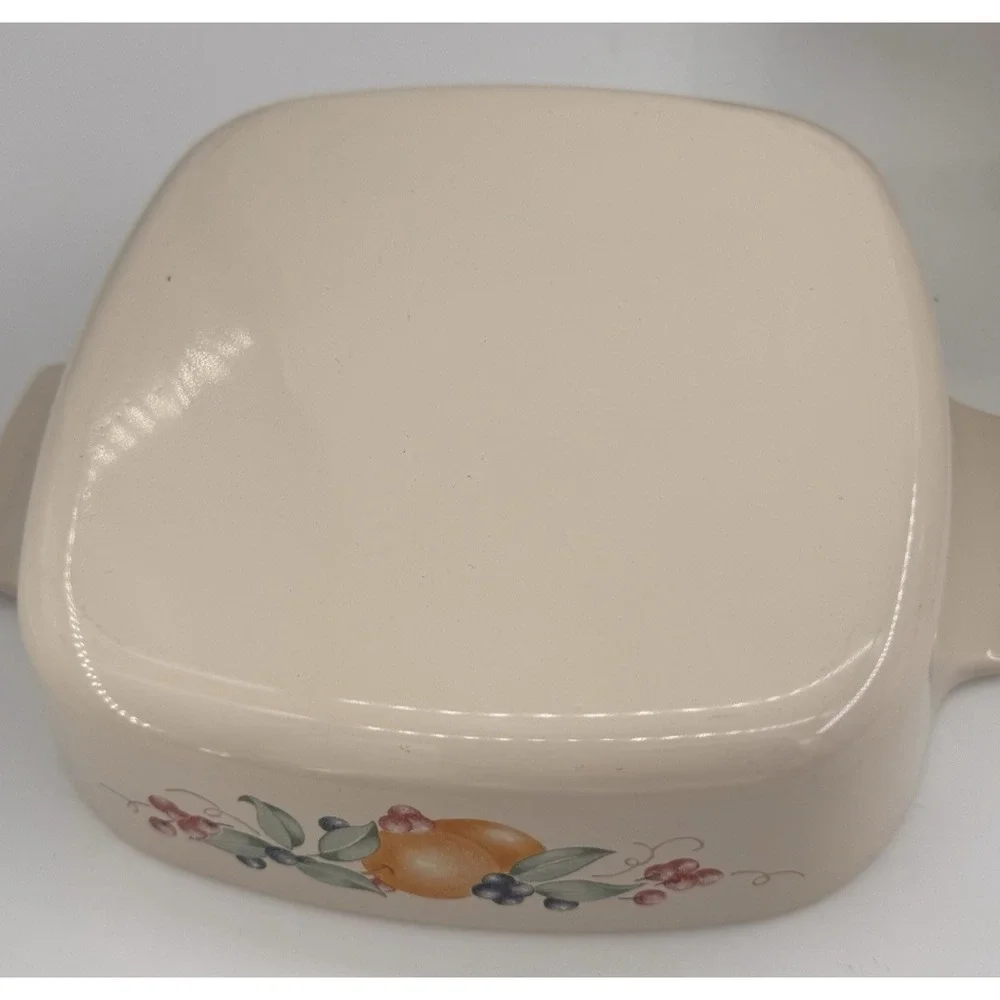 Corning Ware Beige Fruit Garland 4pc Set A-1-B + 2 A-1 1/2-B + Pyrex Lid VTG